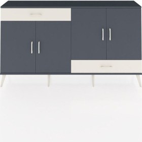 Resim Arges Konsol 5 Raflı 2 Çekmeceli 4 Kapaklı 176x30x99 Antrasit-ant Antrasit-antrasit/aytaşı 