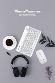 Resim SPRANGE Tablet Ve Telefonlar İçin Bluetooth - Wireless Klavye Ve Mouse Set - Beyaz 
