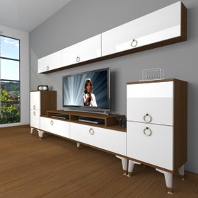 Resim Decoraktiv Ekoflex 9 Mdf Gold Tv Ünitesi Tv Sehpası - Ceviz - Beyaz 