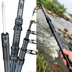 Resim 2.1m/2.4m/2.7m/3.0m/3.6m Karbon Fiber Spincasting Çubukları Dahili Yer Takı ile - Ultra Sert, Orta Hızlı Eylem, Tuzlu ve Tatlı Su Balıkçılığı için İdeal, Seyahat Balıkçılık Çubukları | Modern Balıkçılık Ekipmanı | Dayanıklı Balıkçılık Çubukları 