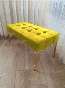 Resim Modern Dilim Puf Ayakucu Puf Gold Metal Ayak 100 45 Sarı 