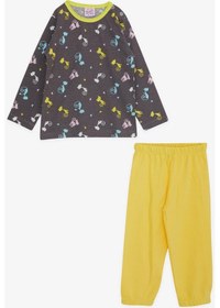 Resim Breeze Kız Çocuk Pijama Takımı Renkli Kedicikler Desenli 1-4 Yaş, Kahverengi-kahverengi Kahverengi 