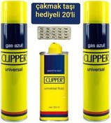 Resim Clipper Çakmak Benzini 133Ml + 2 x 250 Ml Çakmak Gazı +20 Taş 