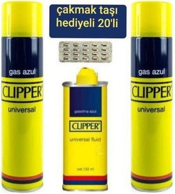 Resim Clipper Çakmak Benzini 133Ml + 2 x 250 Ml Çakmak Gazı +20 Taş 