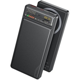 Resim YESIDO YP57 10.000 mAh Led Şarj Göstergeli 22.5W USB3.0 ve 20W Type-C Çıkışlı 15W Kablosuz Şarjlı PD Hızlı Şarj Magsafe Powerbank - Siyah 