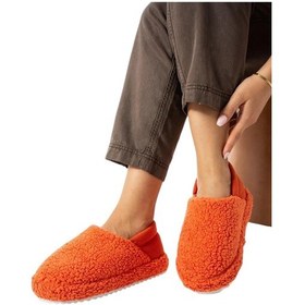 Resim Kadın Lastikli Kaymaz Taban Peluş Havlu Kumaş Ev Ayakkabısı Panduf Turuncu-turuncu Turuncu 