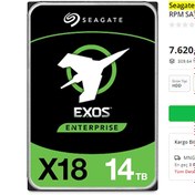 Resim 14 TB SEAGATE 3.5 EXOS SATA X18 256MB 7200RPM ST14000NM000J (RESMI DISTI GARANTILI) Seagate