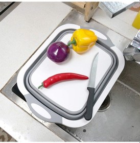 Resim Katlanabilir Süzgeçli Kesme Tahtası ve Badya 