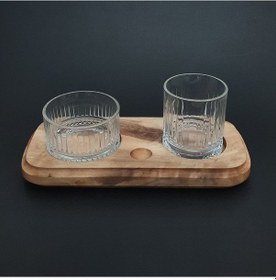Resim Mesa Ahşap Ceviz El İmalatı Viski Servis - Bardak - Çerezlik Seti 