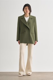 Resim Mizalle Oversize Çift Yırtmaçlı Haki Blazer Ceket 