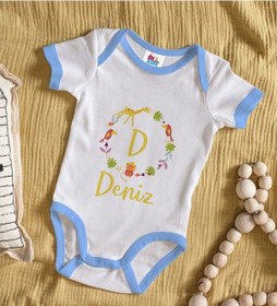 Resim Bitmeyenkartus Bk Kids Kişiye Özel Mavi Bebek Body Zıbın - Model 132 Çok Renkli 