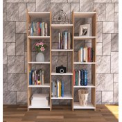 Resim Nur Mobilya Alisa Modern Kitaplık Atlantikçam-Beyaz 