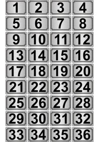 Resim 5x7cm Metal Yapışkanlı Numara (1..36) 36 adet Gümüş Renk Metal 