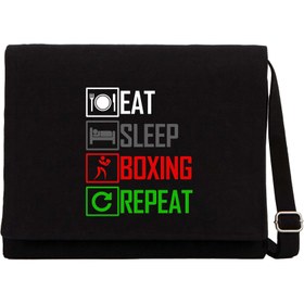 Resim Boxing Repeat Siyah Kanvas Postacı Çantası - Siyah 