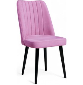 Resim Polo Sandalye - Soho Pembe - Ahşap Siyah Ayaklı 