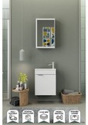 Resim Biani Fix Loft 50 Cm Banyo Dolabı,Seramik Lavabolu, Aynalı,Lavabo Dahil,Mdf,Mat Beyaz 