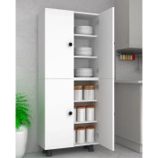 Resim Home Gallery 6 Bölmeli 4 Kapaklı Çok Amaçlı Banyo/Mutfak/Ofis/Kiler Dolabı 70 Cm %100 Mdf Parlak Beyaz 