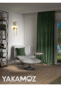 Resim Yakamoz Kadife Görünüm Sarmaşık Yeşili Ada Fon Perde Ekstraforlu Velvet Touch Serisi Sarmaşık Yeşili 