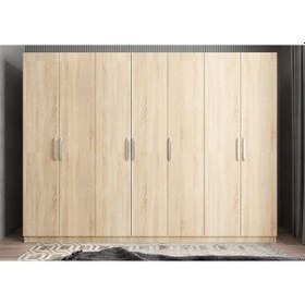 Resim Melisa 7 Kapaklı Dolap Gardırop Meşe - Montaj Dahil 