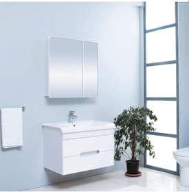 Resim Denko Tuana 80 Cm Mdf Beyaz Banyo Dolabı Takımı Beyaz 