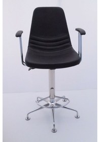 Resim Siyah Deri Yüksek Bar Sandalyesi Siyah 