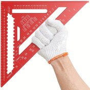 Resim Alüminyum Alaşımlı 30,48 cm Üçgen Cetvel - Çift Ölçekli (İnç & Santimetre) Hassas Açı ve Uzunluk Ölçüm Aracı - Marangozluk, DIY Projeler, Mimarlık için Dayanıklı Hafif Tasarım, Ergonomik Tutma Kolu, Rahat Materyal 