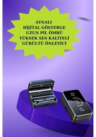 Resim Powerbank Aynalı Bluetooth Kulaklık Ve Akıllı Saat Seti Anc Özelliği Dokunamatik 