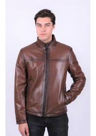 Resim New Zaya Leather Erkek Açık Kahverengi Deri Mont (468603729) Açık Kahverengi 