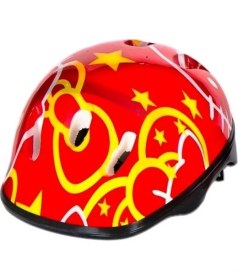 Resim Scooter Bisiklet Kaykay Paten Kask Dizlik Dirseklik Koruma Seti Kırmızı Yıldızlı 
