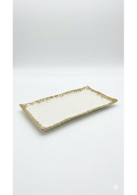Resim Julıet Dikd. Servis Tabağı 30x15 Cm Beyaz - Altın 