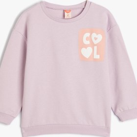 Resim Kız Bebek Sweatshirt Baskı Detaylı Uzun Kollu Şardonlu Pamuklu 