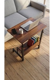 Resim DEHALİMİTED 60x40 Raflı Yükseklik Ayarlı Frenli Tekerlekli Laptop Sehpası Çalışma Masası 