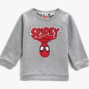 Resim Erkek Bebek Spider Man Baskılı Sweatshirt Bisiklet Yaka Lisanslı 