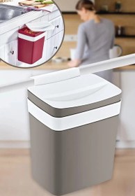 Resim Askılı Çöp Kovası Dolap İçi Kapaklı Çöp Kovası 8.5 Lt 