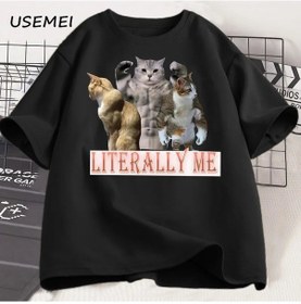 Resim Usemeı Komik Kedi Otizm T-shirt - Pamuk Unisex Kısa Kollu Streetwear Gömlekpembeerkek Pembe 