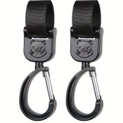 Resim 2 Adet Sevimli Panda Bebek Arabası Kancaları - Bebek Bezi Çantaları, Su Şişeleri & Daha Fazlası İçin Ayarlanabilir & Dönebilen Karabina Klipsleri - Metal Çubuklu Dayanıklı PVC Malzeme - Yolda Olan Ebeveynler & Bakıcılar İçin Mükemmel, Bebek Arabası Aksesuarları 
