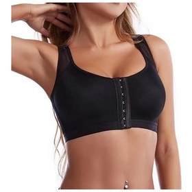 Resim Siyah Ön Kapanış Duruş Düzeltici Kaldırma Sütyen Kadın Şınav Çapraz Geri Iç Çamaşırı Darbeye Dayanıklı Spor Desteği Spor Sütyen S-5xl Siyah 