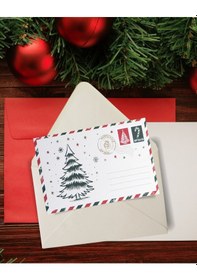 Resim Yılbaşı Çam Ağacı Temalı Kartpostal Seti, Yeniyıl, Noel, Tebrik V 