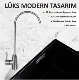Resim Su Arıtma Musluğu Sus 304 Paslanmaz Çelik Lüks Musluk Aç Kapa 