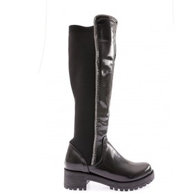 Resim Dgn 608-22k Kadin Yan Taşli Şerit Arkasi Stretch Kalin Taban Çizme 608-1557-R1645 Siyah Rugan 