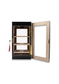 Resim Elektronik Nemlendiricili 3 Raflı Puro Kutusu Humidor Gold Mat Siyah 