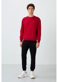 Resim Tommy Life Kırmızı - Siyah Casual O Yaka Lastik Paça Pamuklu Erkek Oversize Eşofman Takımı - 85120 Kırmızı - Siyah 