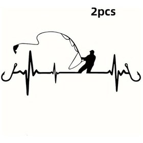 Resim Cloud011 2 Adet Siyah Yansıtıcı Balık Desenli Dayanıklı Vinil Balıkçılık Dekalı 