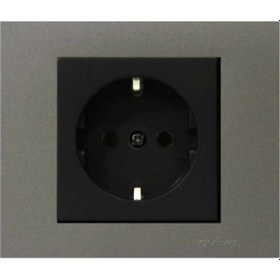 Resim Quantum Topraklı Priz Antrasit Çerçeve Siyah Piriz 