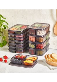 Resim 4 Bölmeli Kapaklı Saklama Kabı Düzenleyici-1 Adet 1 Lt-gri Gri 