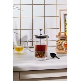 Resim UltraMint Şık 600 ml Çift Cidarlı Cam French Press ve Hediyeli Pia Kaşık 