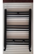 Resim Eurasia Havlupan Towel Radiator 400x700 Siyah 9 Borulu Havlupan 2 Adet Siyah Vanası 