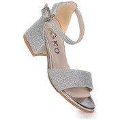Resim Kiko Kids Alexa Günlük Kız Çocuk 4 Cm Topuklu Sandalet Abiye Ayakkabı Gümüş GÜMÜŞ 