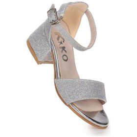 Resim Kiko Kids Alexa Günlük Kız Çocuk 4 Cm Topuklu Sandalet Abiye Ayakkabı Gümüş GÜMÜŞ 