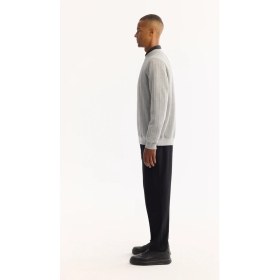 Resim AVVA Erkek Gri Bisiklet Yaka Çizgili Elastan Regular Fit Sweatshirt A52Y1218 